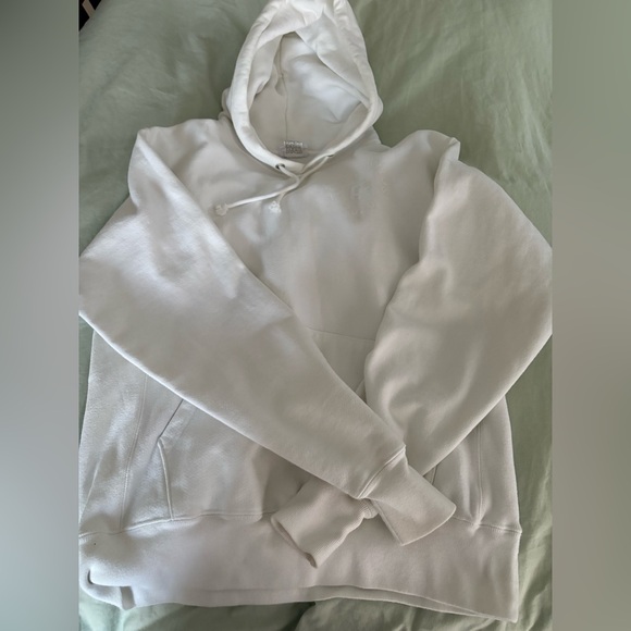 Champion Tops - Champion White Hoodie - Medium -
- with Logo Todos Juntos 2020 - FF